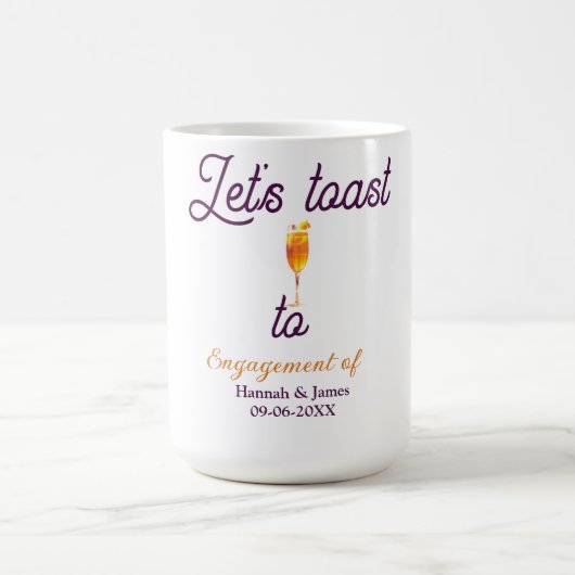 Mug Trinquons à nom de la fête de fiançailles date ver (Centre)