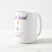 Mug Trinquons à nom de la fête de fiançailles date ver (Devant droit)
