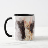 Mug Trio à l'aquarelle de mignons chatons noirs et ora (Gauche)