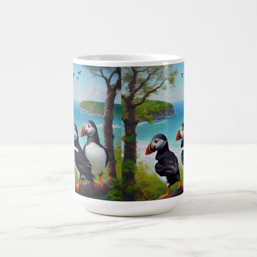 Mug Trio côtier : Trois Puffins à la plage d'Oils (Centre)