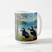 Mug Trio côtier : Trois Puffins à la plage d'Oils (Devant droit)
