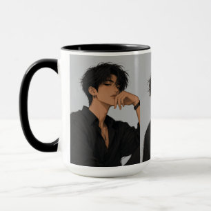 Mug Trio de garçons anime esthétiques avec accent noir
