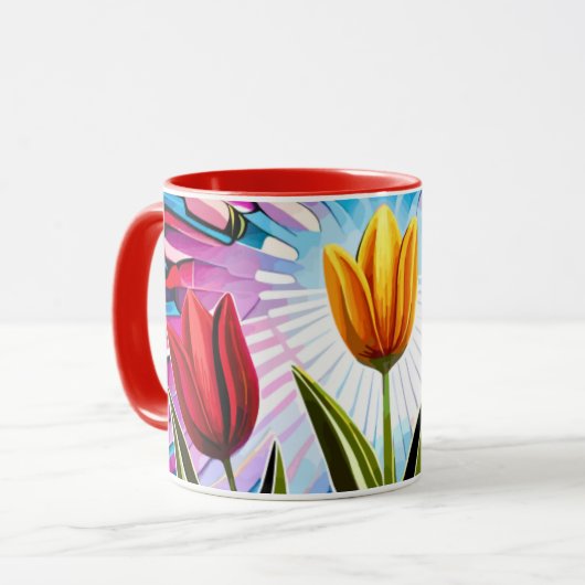 Mug Trio de tulipes : Une explosion de beauté printani (Devant gauche)