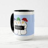 Mug Trio des Snowmen avec signe de neige (Devant gauche)