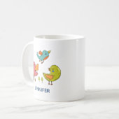 Mug Trio d'oiseaux Whimsical colorés et mignons (Devant gauche)