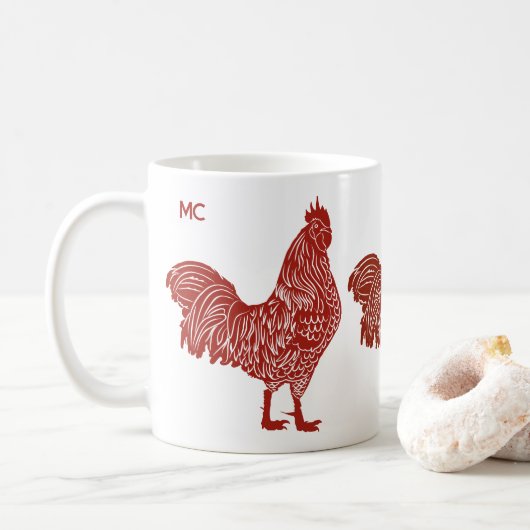 Mug trio Roosters rouges (Avec donut)