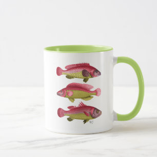 Mug Trio rouge et jaune de poissons d'imaginaire
