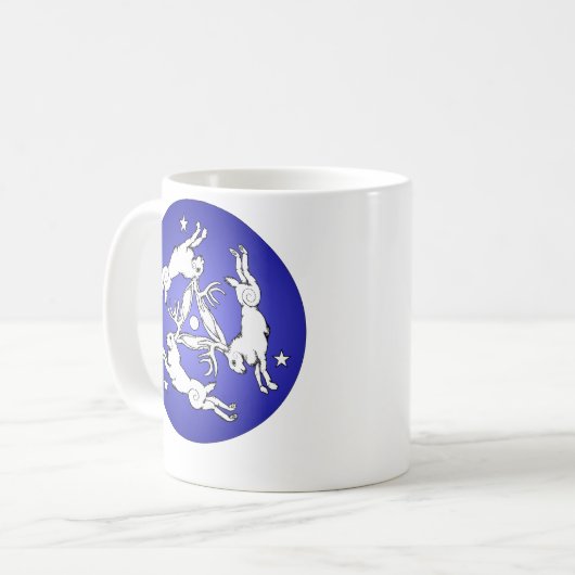 Mug Triple Jackalope blanc sur bleu (Devant gauche)