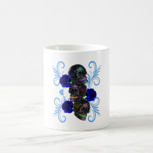 Mug Triple Jour Noir Des Crânes Morts Roses Bleus