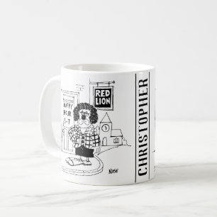 Mug Triste clown devant un pub en attendant une bonne