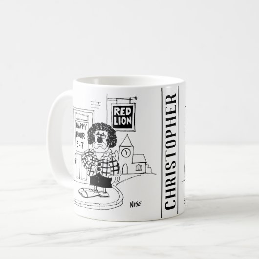 Mug Triste clown devant un pub en attendant une bonne  (Devant gauche)