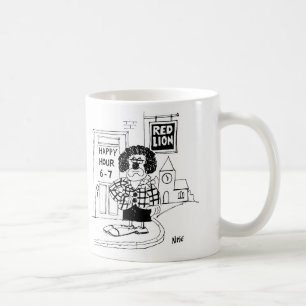 Mug Triste clown devant un pub en attendant une bonne