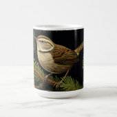 Mug Troglodyte de Bewick sur branches de sapin (Centre)