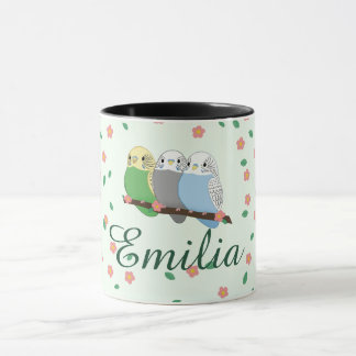 Mug Trois adorables perruches Fleur de cerisier