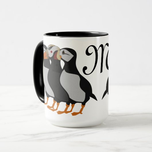 Mug Trois adorables Puffin debout ensemble Carton (Devant gauche)