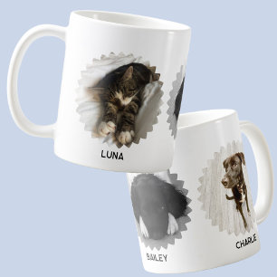 Mug Trois animaux de compagnie Wavy Edifié Photo Nom d