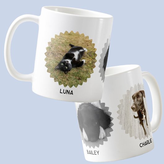 Mug Trois animaux de compagnie Wavy Edifié Photo Nom d