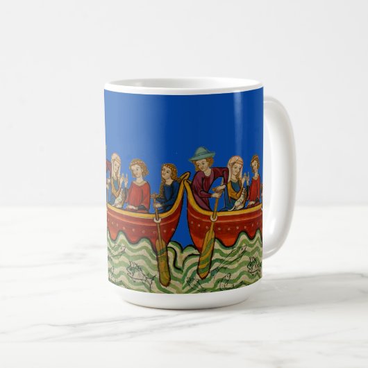 Mug Trois bateaux sur le bleu de rivière (Devant droit)