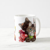 Mug Trois chatons et coeurs (Devant droit)