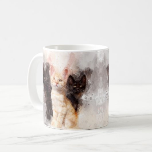 Mug Trois chatons mignonnes et belle aquarelle (Devant gauche)
