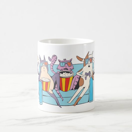 Mug Trois chats amateurs de films 3D (Centre)