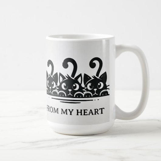 Mug Trois chats de dessin animé mignons avec de grands (Droite)