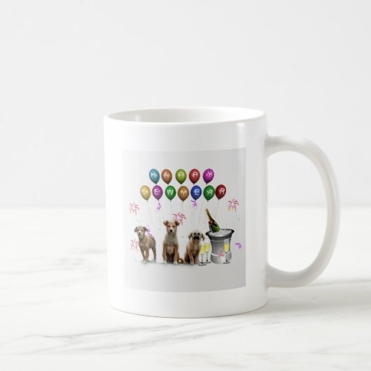 Mug Trois Chiens mignons qui souhaitent une bonne anné (Droite)