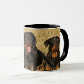Mug Trois chiens Rottweiler - Pack de Rotties (Devant droit)