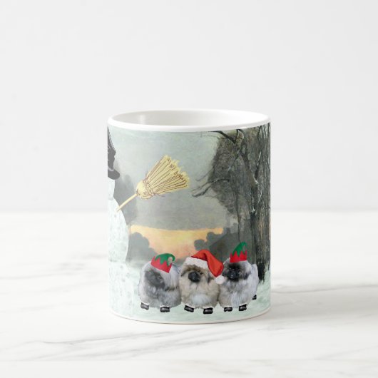 Mug Trois chiots Pekingese Noël (Centre)
