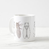 Mug Trois cigales de Provence dessin au trait. (Devant gauche)