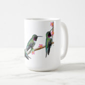 Mug Trois colibris perchés sur une branche d'une fleur (Devant droit)