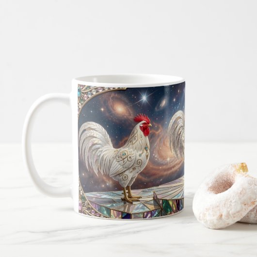Mug Trois coqs blancs. (Avec donut)