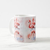 Mug Trois flamants roses en impression d'art à l'aquar (Devant gauche)
