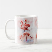 Mug Trois flamants roses en impression d'art à l'aquar (Gauche)