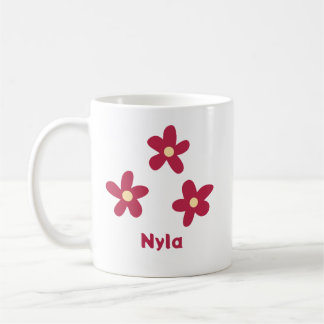 Mug Trois gribouillis de fleurs rouges avec nom ou aut