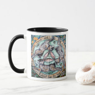 Mug Trois Hares Lapin Quatre Saisons Coloré Whimsical