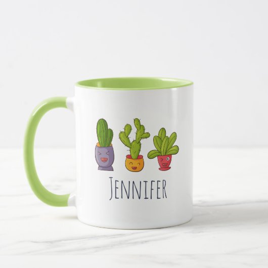 Mug Trois mignons cactus dans des pots de fleurs Illus (Gauche)