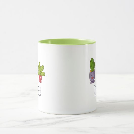 Mug Trois mignons cactus dans des pots de fleurs Illus (Centre)