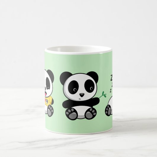 Mug Trois mignons petits pandas sur vert (Centre)