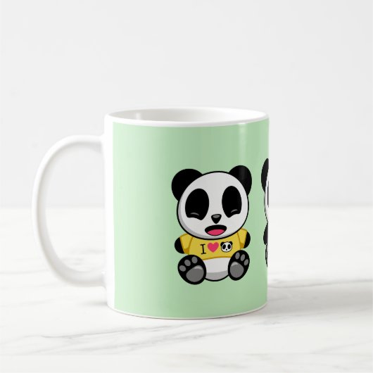 Mug Trois mignons petits pandas sur vert (Gauche)