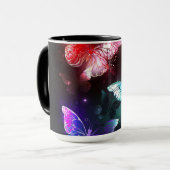 Mug Trois papillons brillants sur l'arrière - plan de  (Devant gauche)