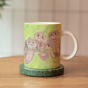 Mug Trois Petites Chouettes - peinture acrylique.