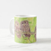 Mug Trois Petites Chouettes - peinture acrylique. (Devant gauche)