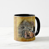 Mug Trois Petits Cochons À La Grange Rustique Snoozing (Devant droit)