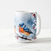 Mug Trois petits oiseaux chanteurs et des baies rouges (Devant droit)