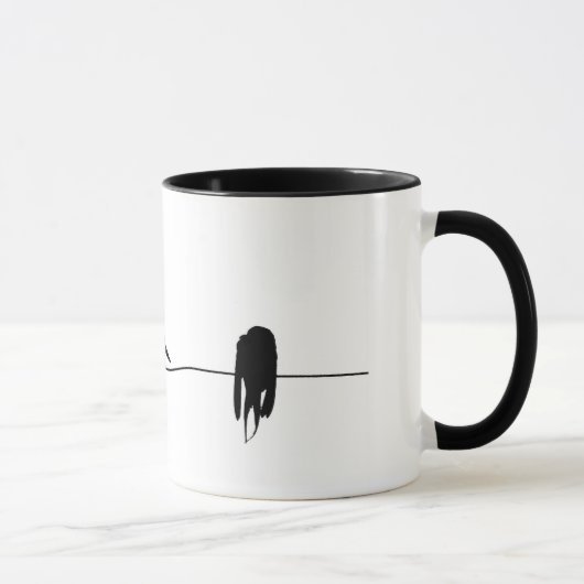 Mug Trois petits oiseaux se reposant sur un fil (Droite)