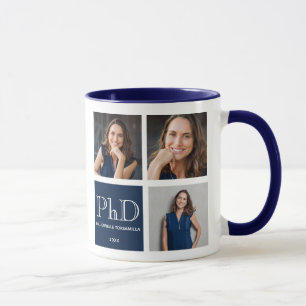 Mug Trois Photo Blue Doctorat Graduation
