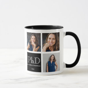 Mug Trois photo noir doctorat Graduation