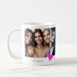 Mug Trois Photos Personnalisées, Coeurs Soeurs, Amis