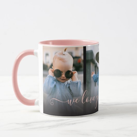 Mug Trois Photos Rose Je T'Aime Maman (Gauche)